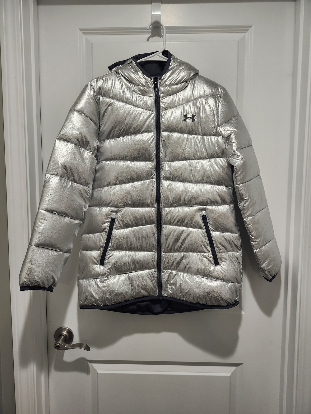 Under Armour Silver Puffer Jacket with Hood
